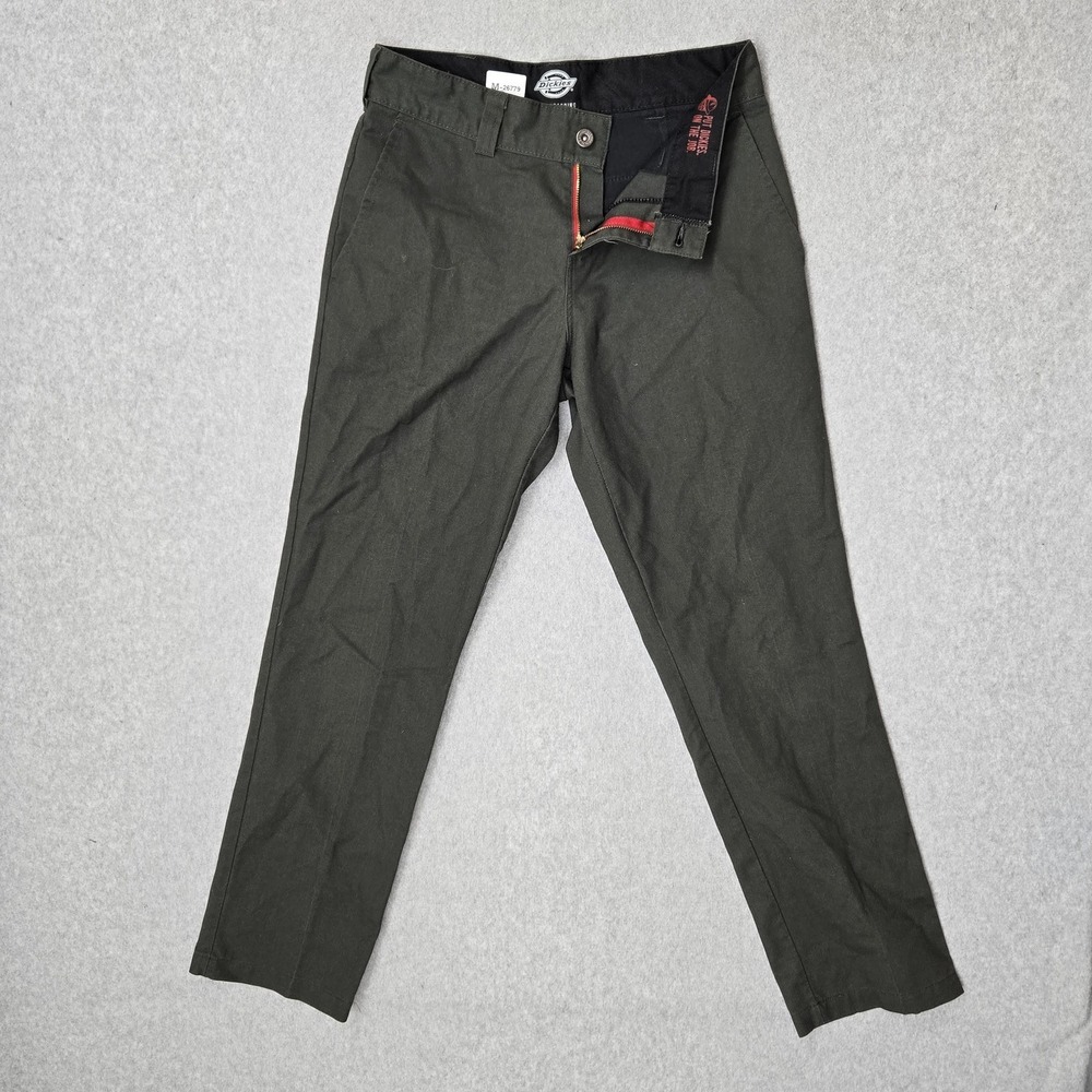 Dickies Men Pants 28 Green Chino‎ Twill FLEX Skateboarding Pants Zipper Slim 29"